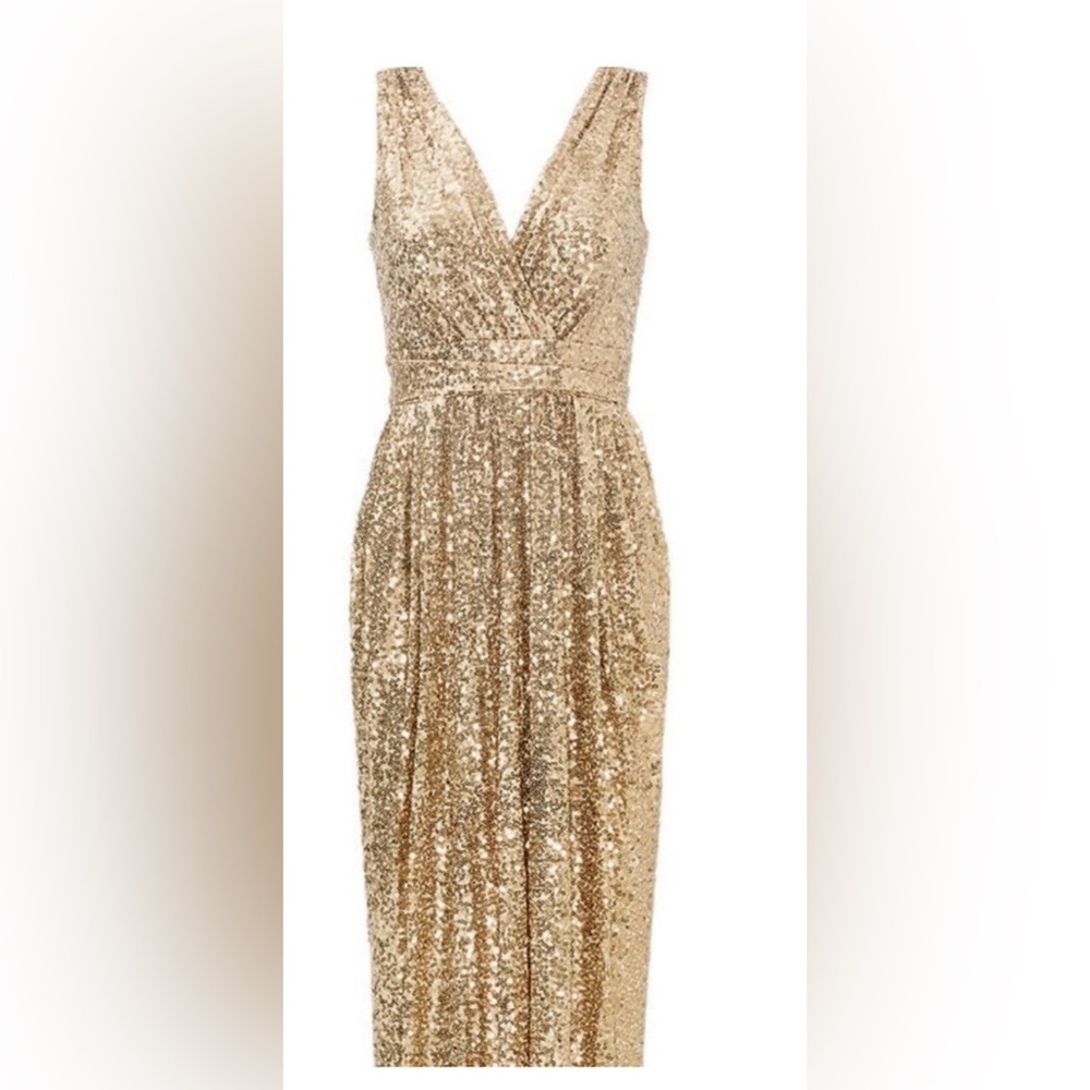 Badgley Mischka Gold Sequin Gown